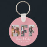 BFF 3 Photo Collage Friendship Besties Blush Pink Keychain<br><div class="desc">Personalized BFF Photo Collage Best Friend Forever Besties Friendship Blush Pink Keychain</div>