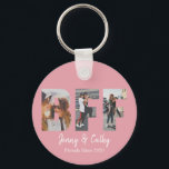 BFF 3 Photo Collage Friendship Besties Blush Pink Keychain<br><div class="desc">Personalized BFF Photo Collage Best Friend Forever Besties Friendship Blush Pink Keychain</div>