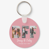 BFF 3 Photo Collage Friendship Besties Blush Pink Keychain
