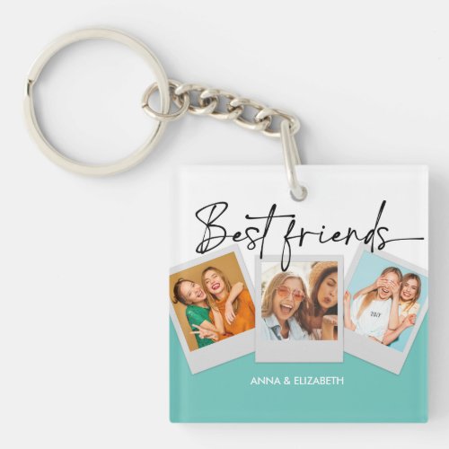 BFF 3 Photos Custom Bestie Best Friends Forever Keychain