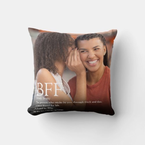 BFF Best Friend Photo Definition Modern Fun Throw Pillow