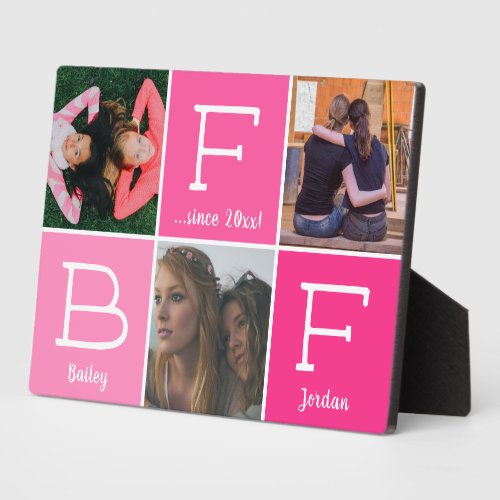 BFF Best Friends Besties Pink 3_photo Collage Plaque