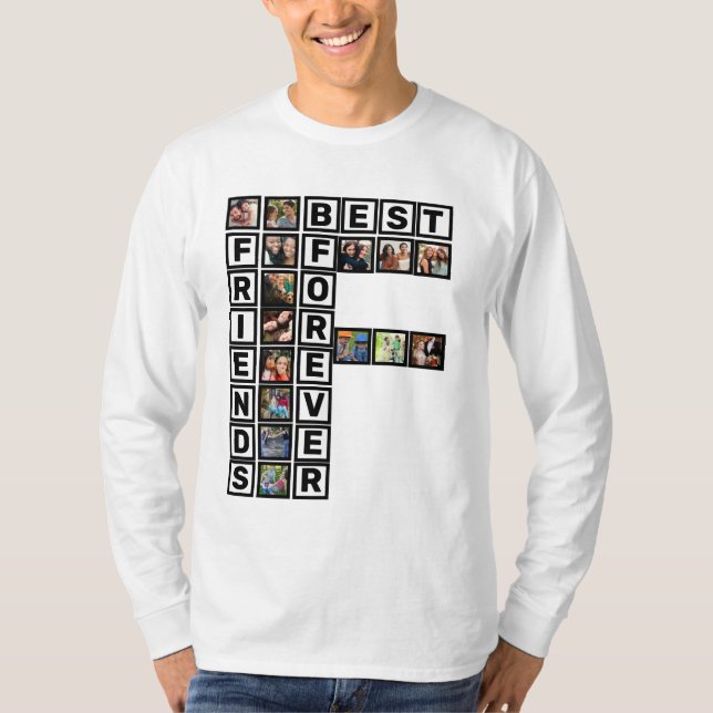BFF Best Friends Forever 15 Photo Collage Template T-Shirt (Front)