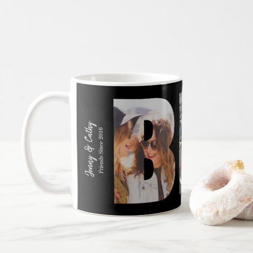 BFF Best Friends Forever 3 Photo Collage Black Coffee Mug