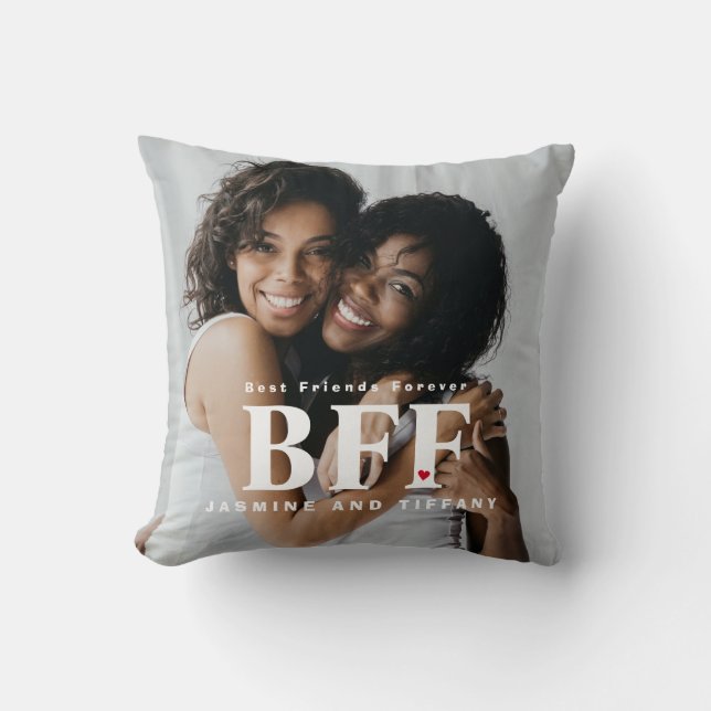 BFF Best Friends Forever Bestie Heart Photo Pillow (Front)