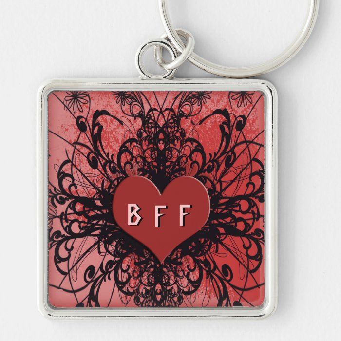 BFF Best Friends Forever Grunge Heart Keychain