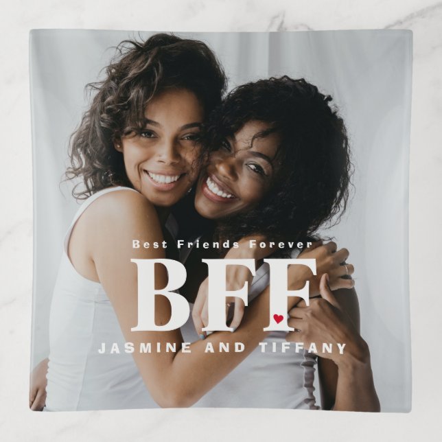 BFF Best Friends Forever Heart Photo Trinket Tray (Front)