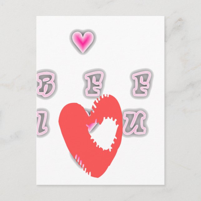 BFF. Best Friends Forever: I Love You Art Print Postcard (Front)