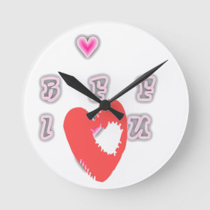 BFF. Best Friends Forever: I Love You Art Print Round Clock