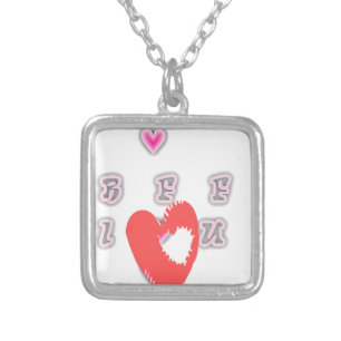 BFF. Best Friends Forever: I Love You Art Print Silver Plated Necklace