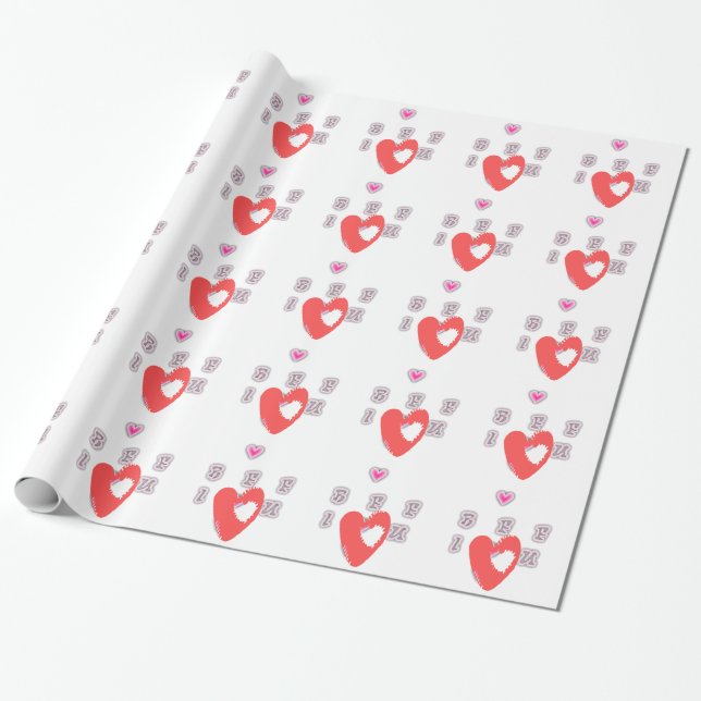 BFF. Best Friends Forever: I Love You Art Print Wrapping Paper (Unrolled)