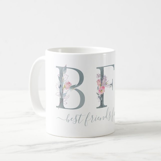 BFF Best Friends Forever Photo Modern Typography Coffee Mug (Front Left)