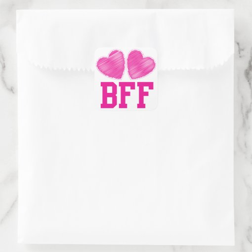 Bff Best Friends Forever With Love Hearts Square Sticker Zazzle