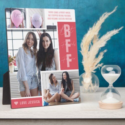 BFF Best Friends   Modern Photo Collage Plaque