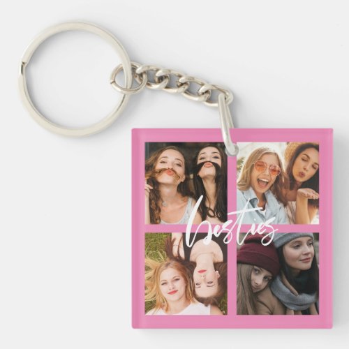 BFF Best Friends script photo gift pink Keychain