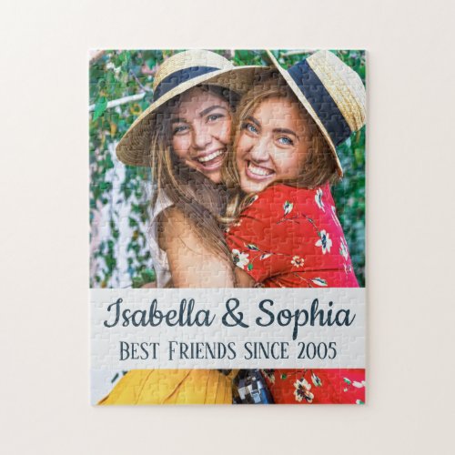 BFF Best friends trendy modern custom photo Jigsaw Puzzle