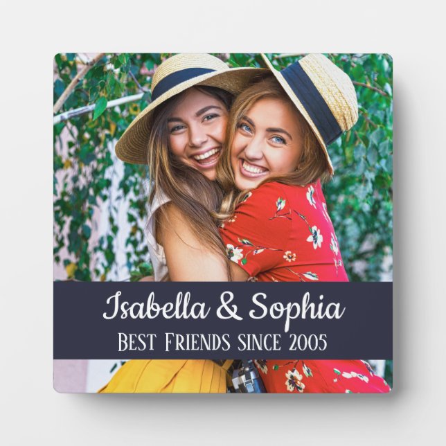 BFF Best friends trendy modern custom photo Plaque (Front)
