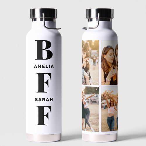  BFF  Best Friends Unique Custom Names 4 Photo Water Bottle