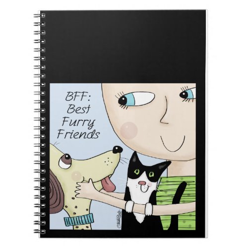 BFF Best Furry Friends_Person with Dog and Cat Notebook