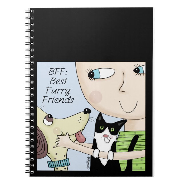 BFF: Best Furry Friends-Person with Dog and Cat Notebook (Front)