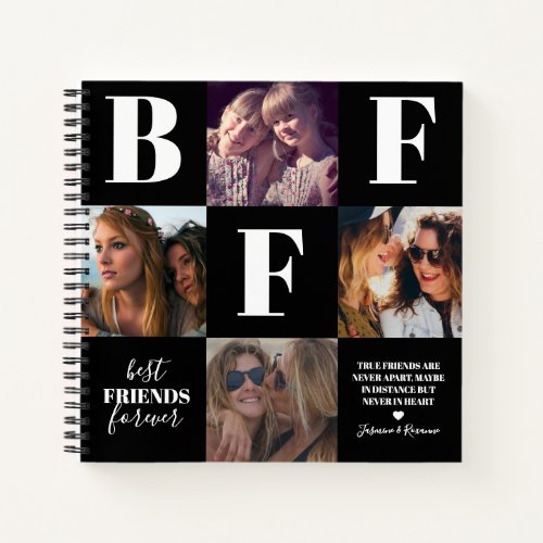 BFF Besties Photo Collage Black Notebook