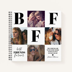 BFF Besties Photo Collage Black Notebook