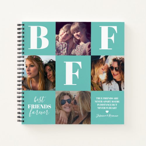 BFF Besties Photo Collage Teal Notebook