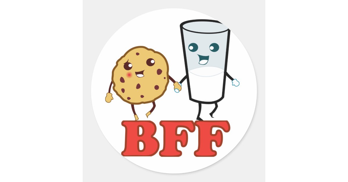 bff cookie and milk classic round sticker zazzle com cookie gifts for christmas