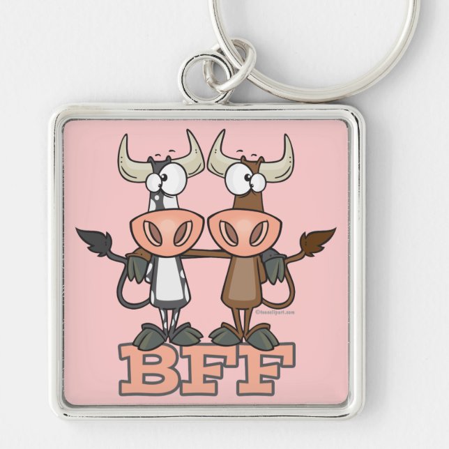 BFF cow best friends forever buddies Keychain (Front)