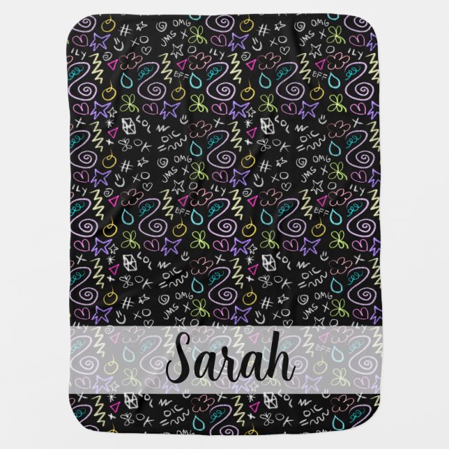 BFF Doodles - Faux Glitter Design Baby Blanket (Front)