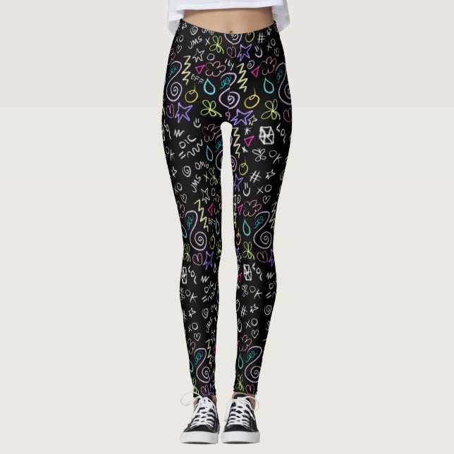 BFF Doodles - Faux Glitter Pattern Leggings (Front)