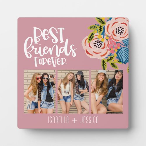 BFF Floral Photo Collage Best Friends Forever Plaq Plaque