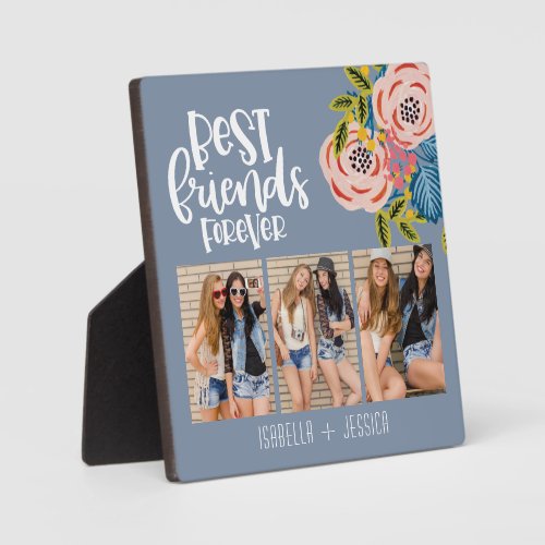 BFF Floral Photo Collage Best Friends Forever  Plaque