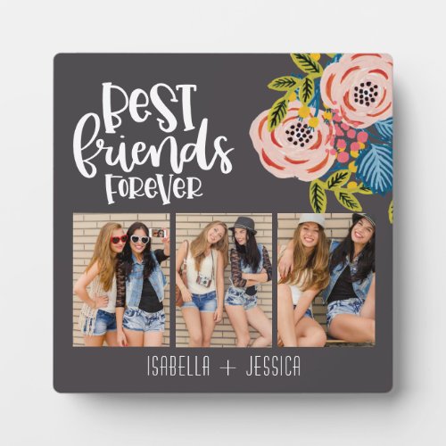 BFF Floral Photo Collage Best Friends Forever Plaque