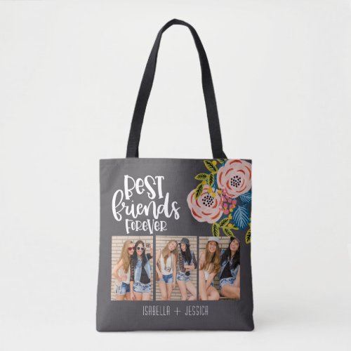 BFF Floral Photo Collage Best Friends Forever Tote Bag