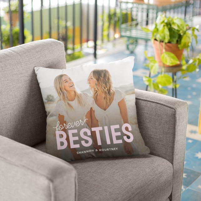 BFF Forever Besties Photo Throw Pillow (Creator Uploaded)
