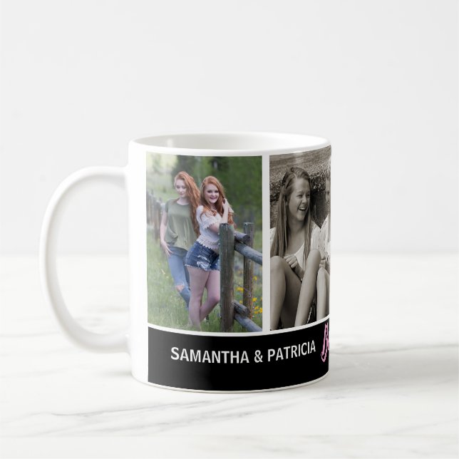 BFF Friends Forever 4 Photo Collage Bestie Coffee Mug (Left)