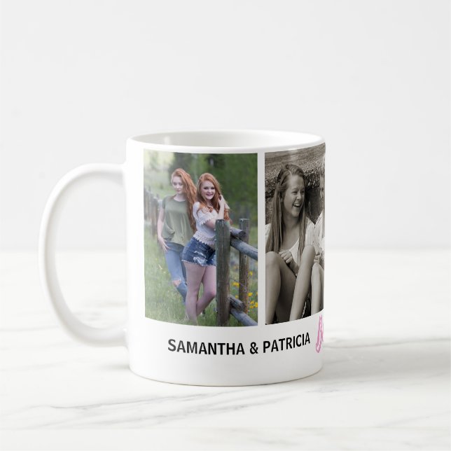 BFF Friends Forever 4 Photo Collage Besties Coffee Mug (Left)