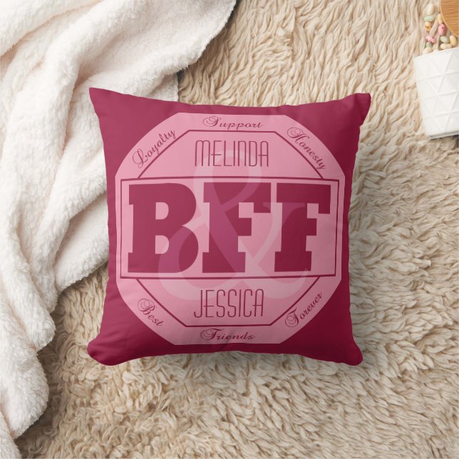 BFF Friendship custom names throw pillows Zazzle
