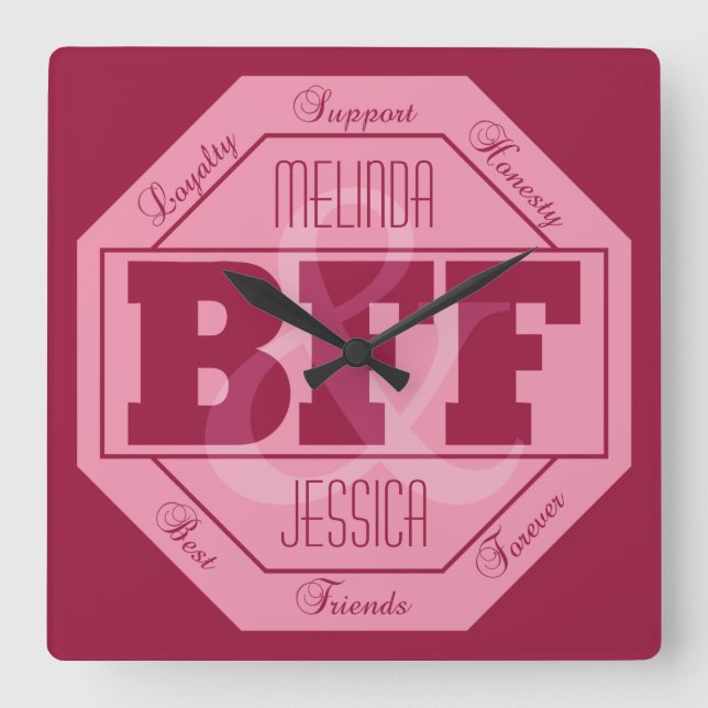 BFF Friendship - custom names - wall clock (Front)