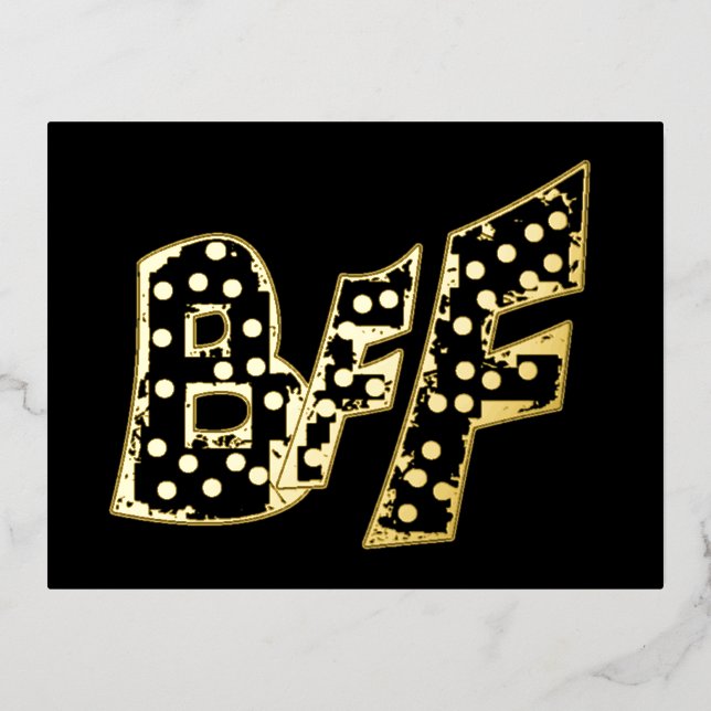 BFF Friendship Dots Gold Foil Postcard (Front)