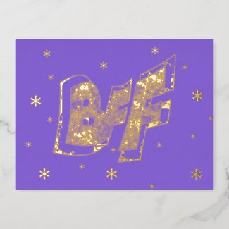 BFF Friendship Stars Gold Foil Postcard