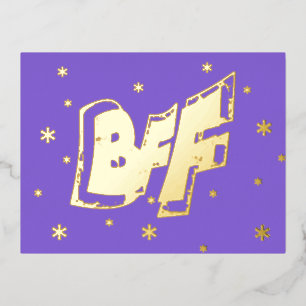 BFF Friendship Stars Gold Foil Postcard
