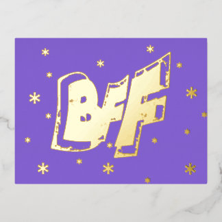 BFF Friendship Stars Gold Foil Postcard