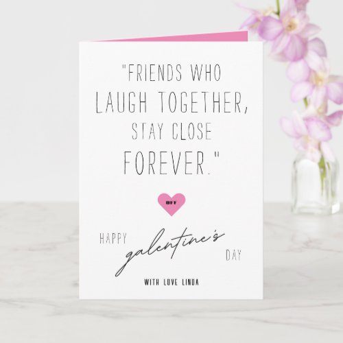 BFF Galentines Day Pink Heart Photo Collage Card
