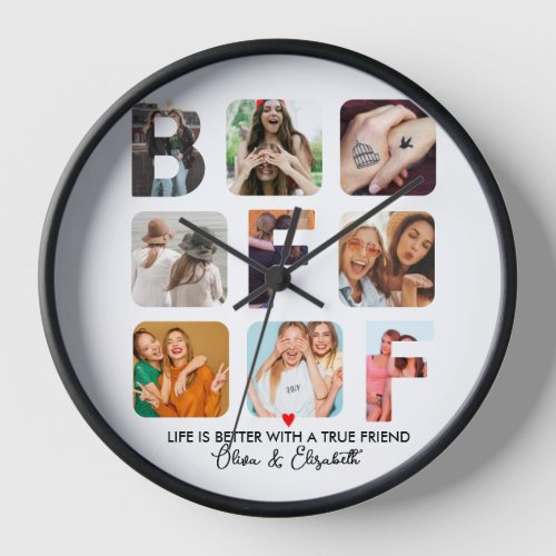BFF Gifts Best Friends Forever Photo Collage Cute Clock