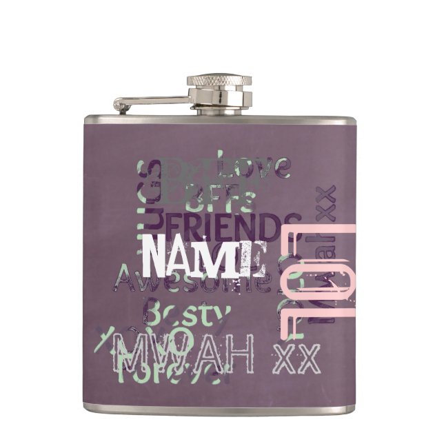 BFF Gifts Best Friends Personalized Hip Flask (Front)