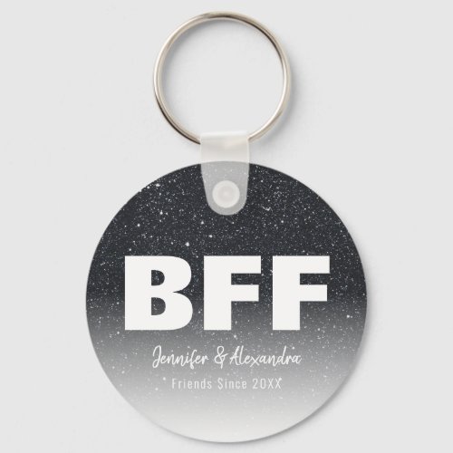 BFF Gold Glitter Personalized Best Friends Modern Keychain
