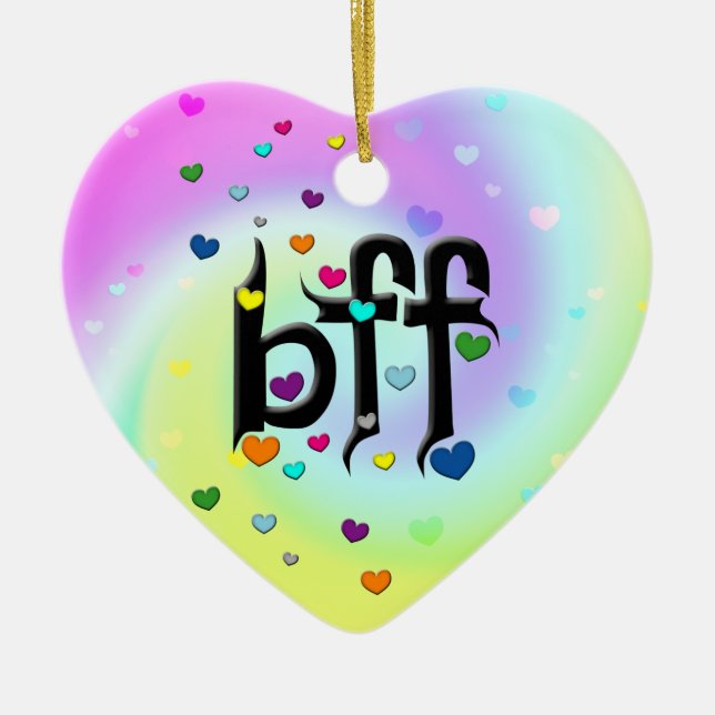 bff ~ hearts ceramic ornament (Front)