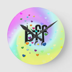 bff ~ hearts round clock
